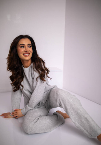 Komplet Damski długi rękaw, długie spodnie Avira Italian Fashion - jasny melanż