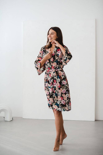 Szlafrok bambusowy z lnem Garden Milk&Love 