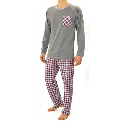 Bawełniana piżama męska z długim rękawem 04 Sesto Senso - bordowy