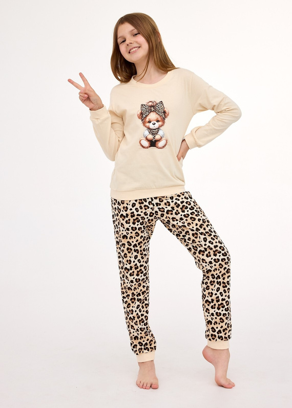 CORNETTE 594/191 Panther – dziewczęca piżama bawełniana z długim rękawem, pudełko prezentowe