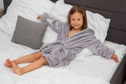 Szlafrok dziecięcy z uszami Teddy ByShelly - jasny szary