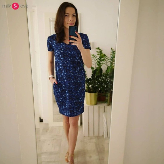 Sukienka ciążowa i do karmienia Milky Way V-neck MIlk&Love ciemne kwiaty