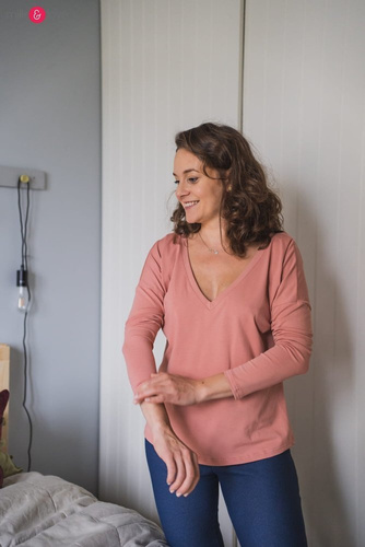 Bluzka ciążowa i do karmienia z rękawem Two Ways Milk&Love herbal rose