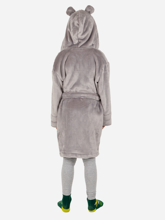 Szlafrok dziecięcy z uszami Teddy ByShelly - jasny szary