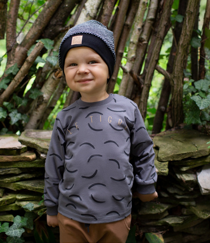 Bluzka z długim rękawem Le Tigre Pinokio - grafit druk 