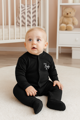 "Black & White - boy" Pajac bawełniany Terjan - czarny