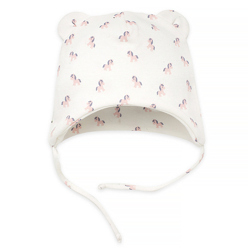 Czapka niemowlęca wiązana Lovely Day Pinokio - ecru koniki