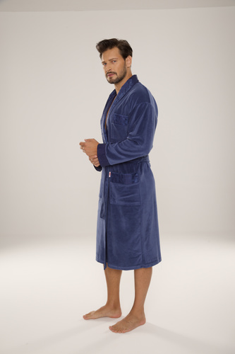 De Lafense Noble 868 – szlafrok męski welurowy elegancki, praktyczny, wygodny, jeans