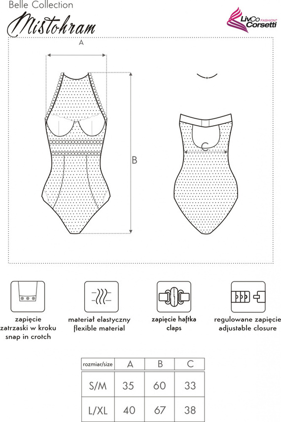 Body damskie Mistohram LC 90610 LivCo Corsetti Fashion