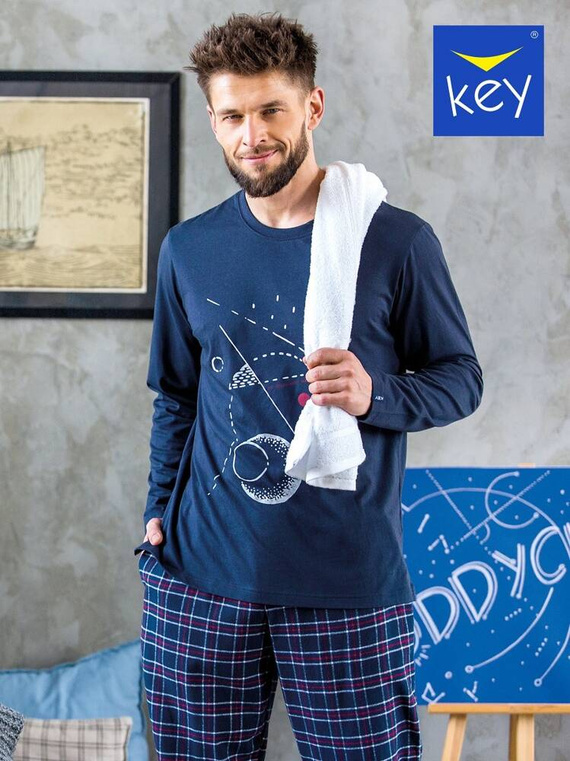  Piżama Męska MNS 616   Key granatowy