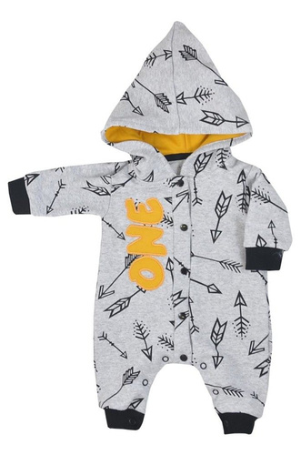 Pajac dresowy z kapturem "ONE" Koala - szary-różowy