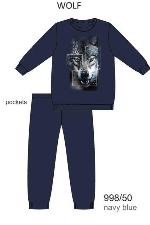 Piżama F&Y Boy młodzieżowa 998/50 Wolf Cornette granatowy