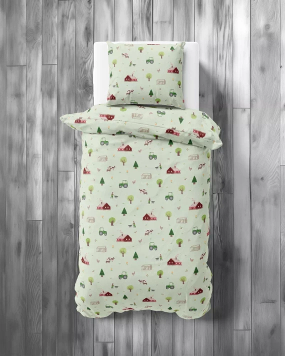 Pościel dziecięca bawełniana 5441 A Farma Detexpol miętowy