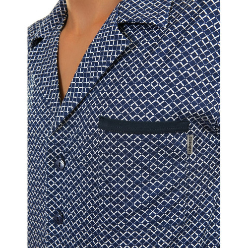 Bawełniana piżama męska, rozpinana 2281/01 Sesto Senso - granatowy