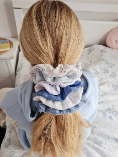 Gumka do włosów GL scrunchie lniana Marija - błękitny
