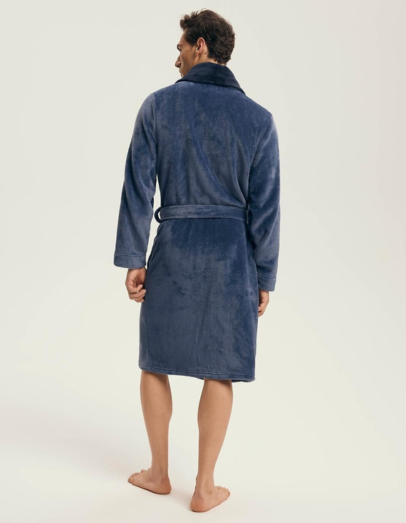 Henderson Nantes 43375 – szlafrok męski w prążek, szalowy kołnierz, elegancki i wygodny