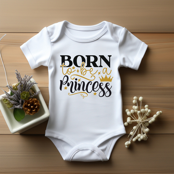 Body krótki rękaw "Born to be a princess" Moocha biały