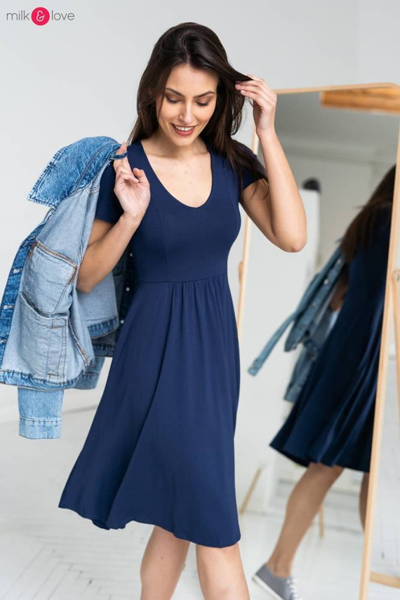 Sukienka ciążowa i do karmienia Mommy Chic Milk&Love granatowy
