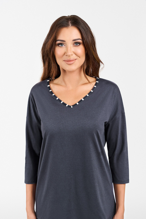 Piżama Damska 3/4 rękaw, długie spodnie Betty Italian Fashion - druk grafitowy/grafitowy