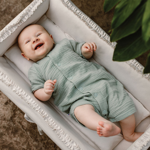 Rampers niemowlęcy muślinowy Pearfect Eevi - zielony