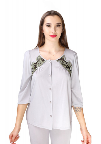 Piżama dwuczęściowa na guziki 84118 Mewa popielaty 