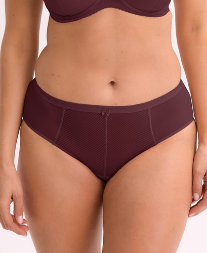 Figi damskie GFP 1058 Sonia Gaia – subtelna siateczka, prążkowany materiał, gładka talia, zabudowany krój, satynowa kokardka