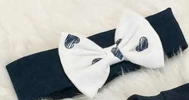 Opaska z kokardką Serduszka Bambarillo granatowo-ecru