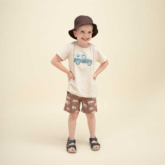 Krótkie spodenki na gumce Safari Pinokio - afryka brązowy