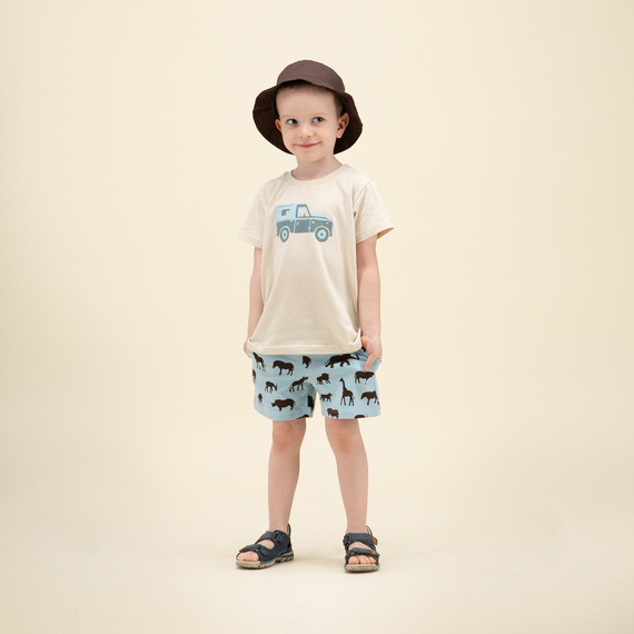 Krótkie spodenki na gumce Safari Pinokio - afryka niebieski