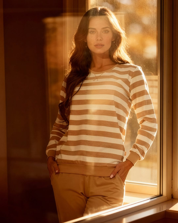 Bawełniana piżama damska 635/467 Molly 2 Cornette | Komfort i styl w paski