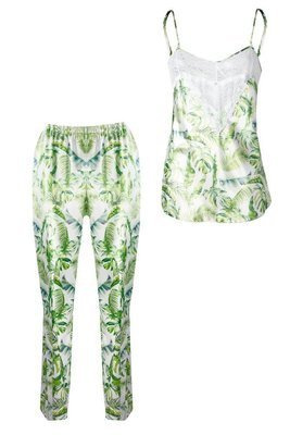 Piżama Damska Satynowa Flowers  DKaren - DK-KC 11 biały