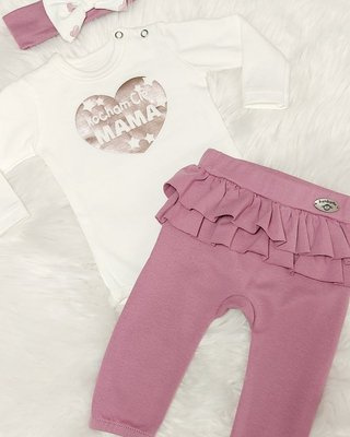 Body z długim rękawem "Kocham Cię Mama serduszko" Bambarillo biały