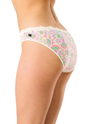 Figi LPR 460 Key – Mini bikini z wzorzystej wiskozy i koronki, 2 sztuki