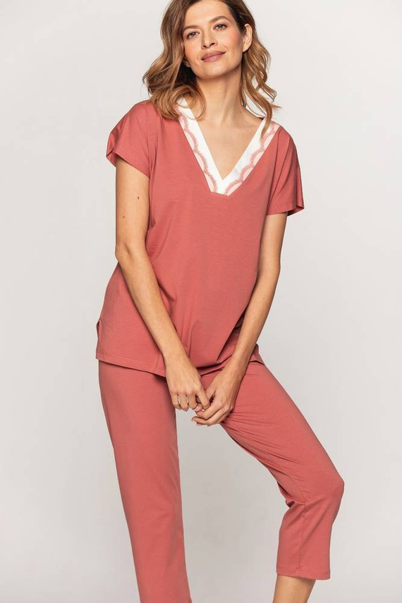 Piżama damska 945 CANA -jasna terakota