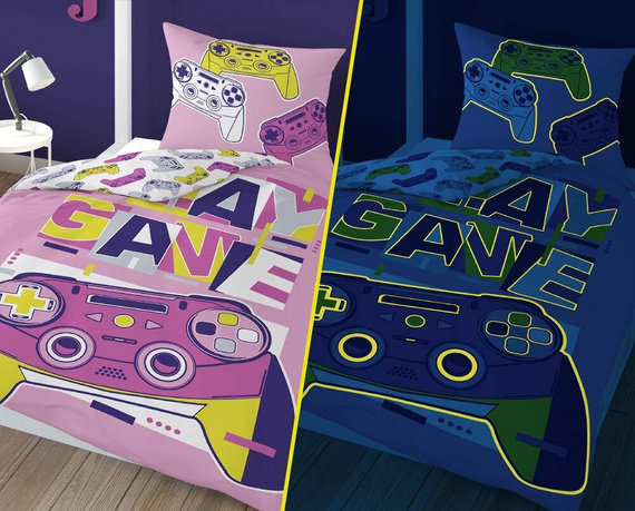 Pościel bawełniana świecąca w ciemności 3582 B Game Over Pady Detexpol