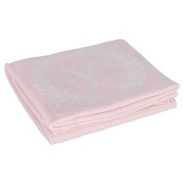 Luksusowy kocyk dziany z logo YOSOY - pudrowy róż