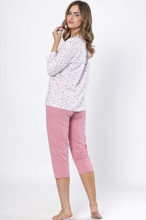 Damska piżama bawełniana 1636 Dobrusia – rękaw 3/4, guziki, komfortowa i stylowa