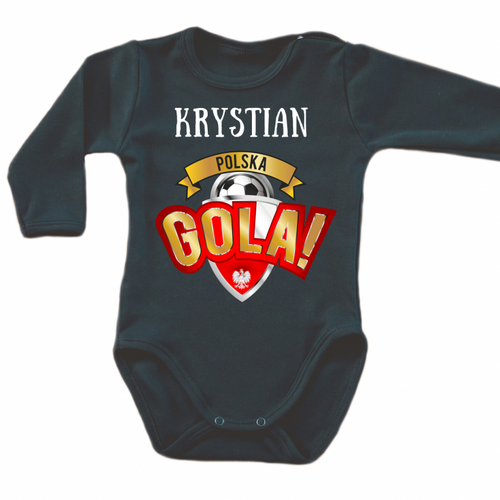 Body długi rękaw "POLSKA GOLA z imieniem dziecka" Moocha czarny 