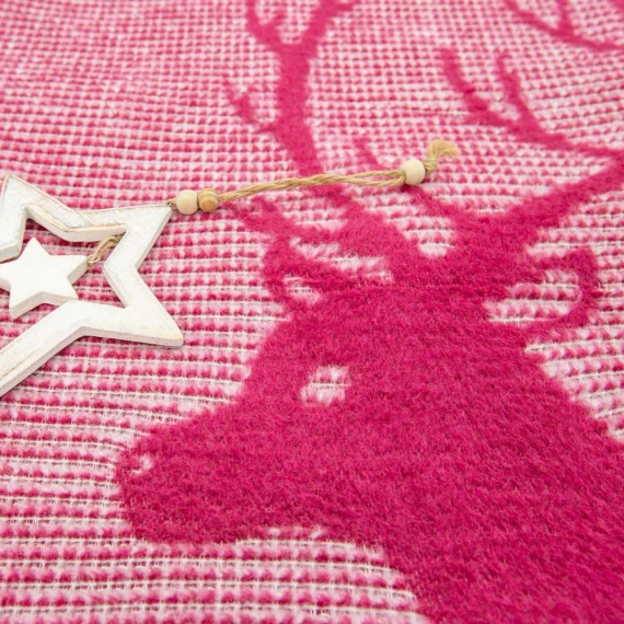 Koc świąteczny renifery 16675A Darymex bordowy