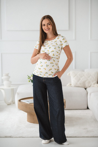 Bluzka do karmienia i ciążowa Milk Shirt cytrynki krótki rękaw – komfort i styl Milk&Love 
