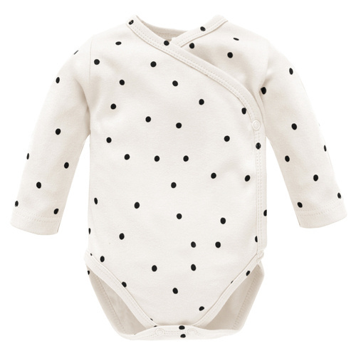 Kopertowe body z długim rękawem Tres Bien Pinokio - ecru groszki
