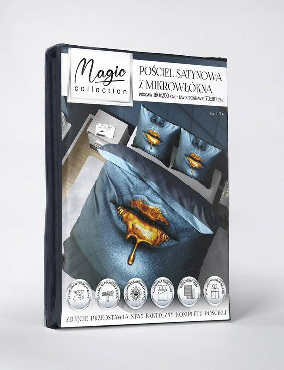 Pościel z mikrofibry 3D twarz 4181 A Detexpol niebieski