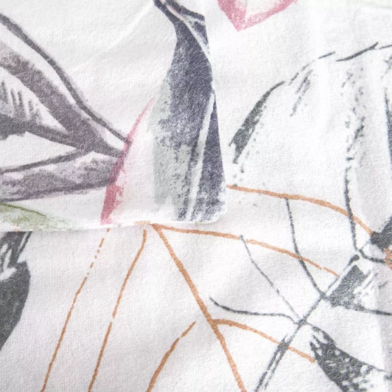 Pościel flanelowa liście 31505/1 Darymex biały