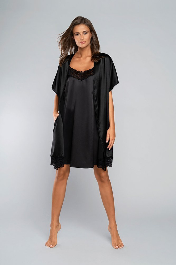 Szlafrok krótki rękaw Dotyk Italian Fashion - czarny