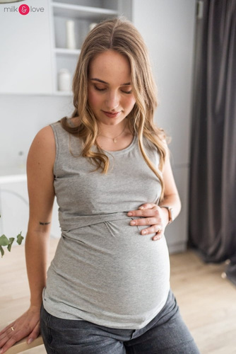 Koszulka ciążowa i do karmienia Milk Top Milk&Love szary