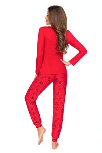 Piżama Damska z długim rękawem i długimi spodniami Mika Donna -czerwony 