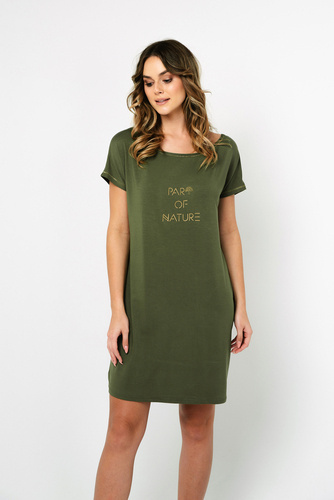 Koszula damska z krótkim rękawem Natura Italia Fashion - khaki