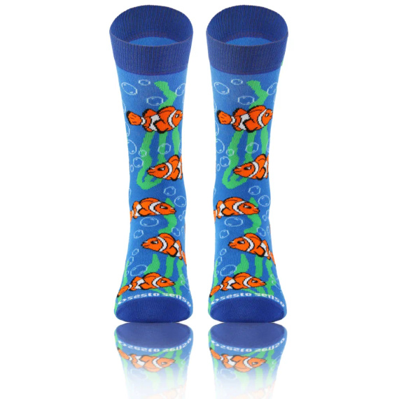 Rybki Skarpety długie finest cotton dwie różne Sesto Senso niebieski