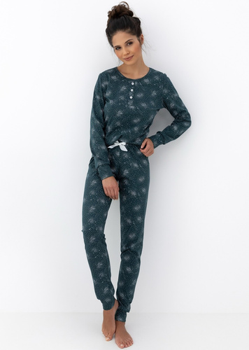 Sensis Ellison – bawełniana piżama damska z guziczkami i ściągaczami