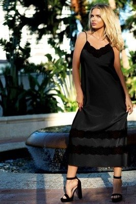 April Halka satynowa koszulka damska DKaren - czarna